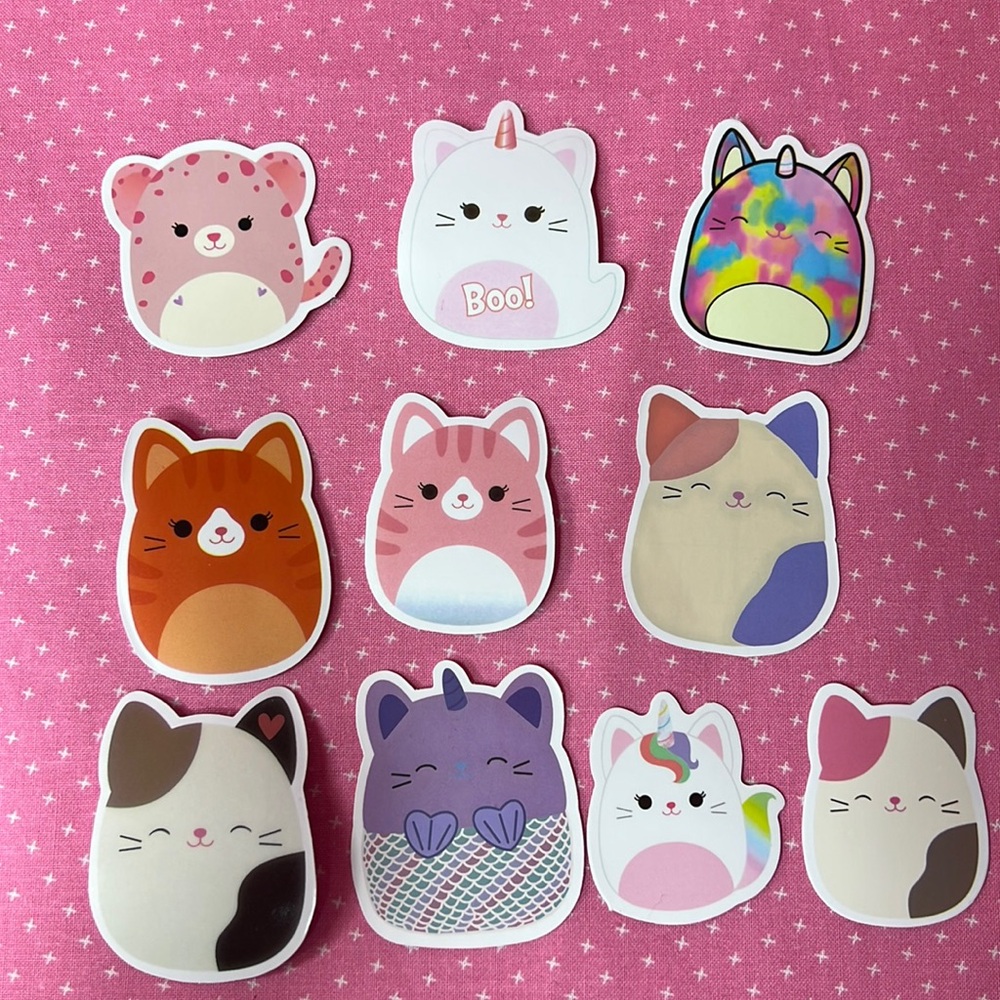 Squishmallow Stickers Cats Bundle 10 stickers
